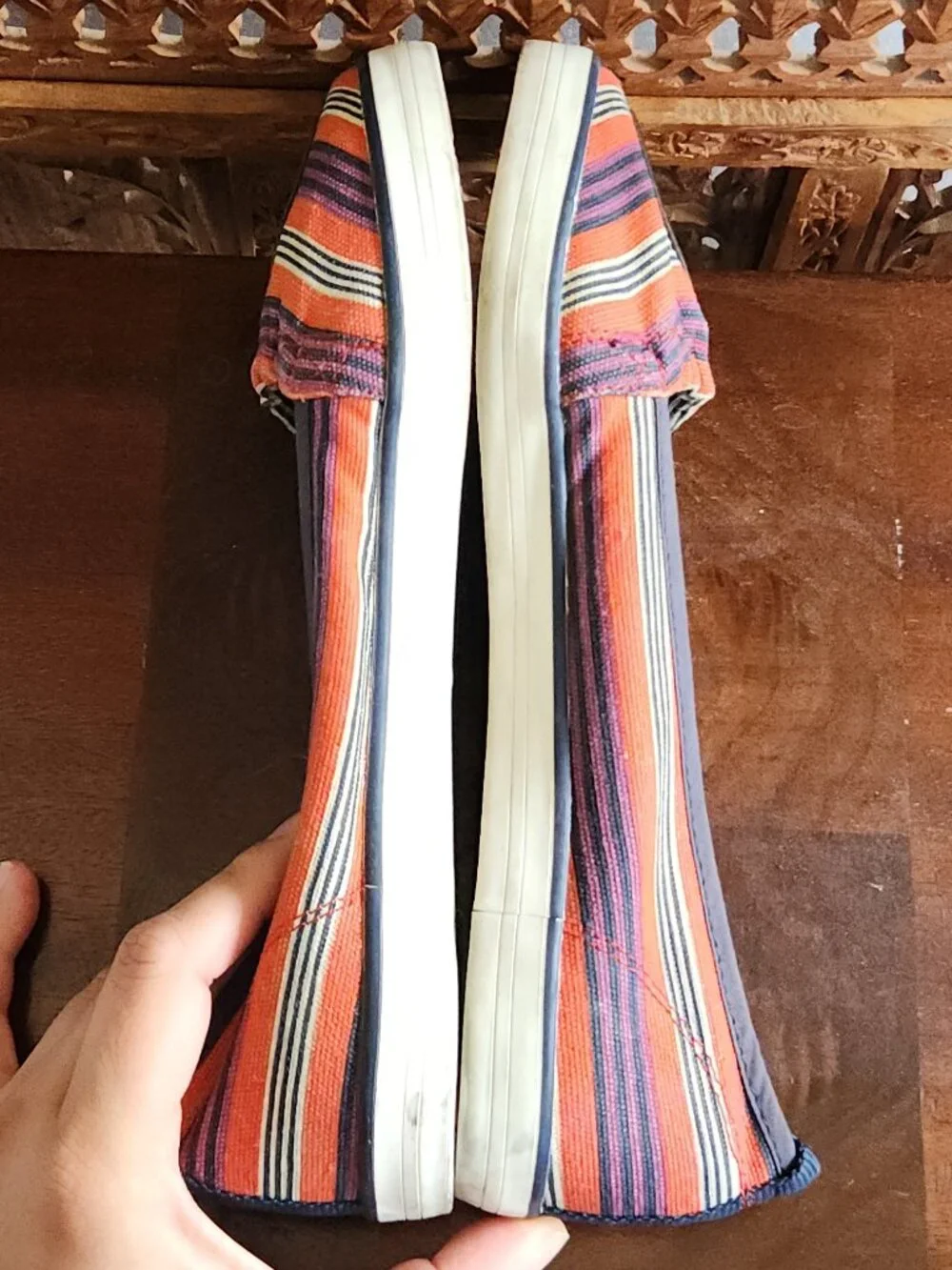 Tory Burch Raymond Canvas Striped Flats - Slip On